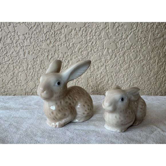 Otagiri Rabbit Set Bunny by Mann Set 2 Bunnies Easter Ceramic Japan - Picture 1 of 8